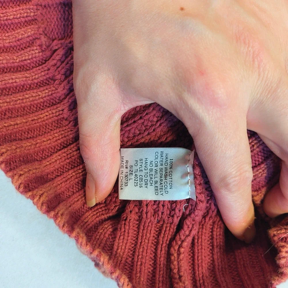 Umgee Chunky Sweater Red Cable Knit Pullover Long Sleeve Cozy Boho‎ Casual Top